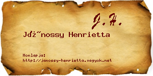 Jánossy Henrietta névjegykártya