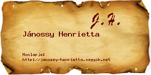 Jánossy Henrietta névjegykártya